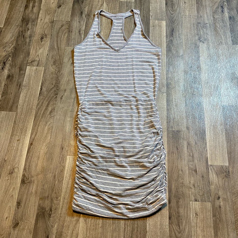 Athleta Gray Slouch Skirt Mini Dress Striped V Neck Size SP